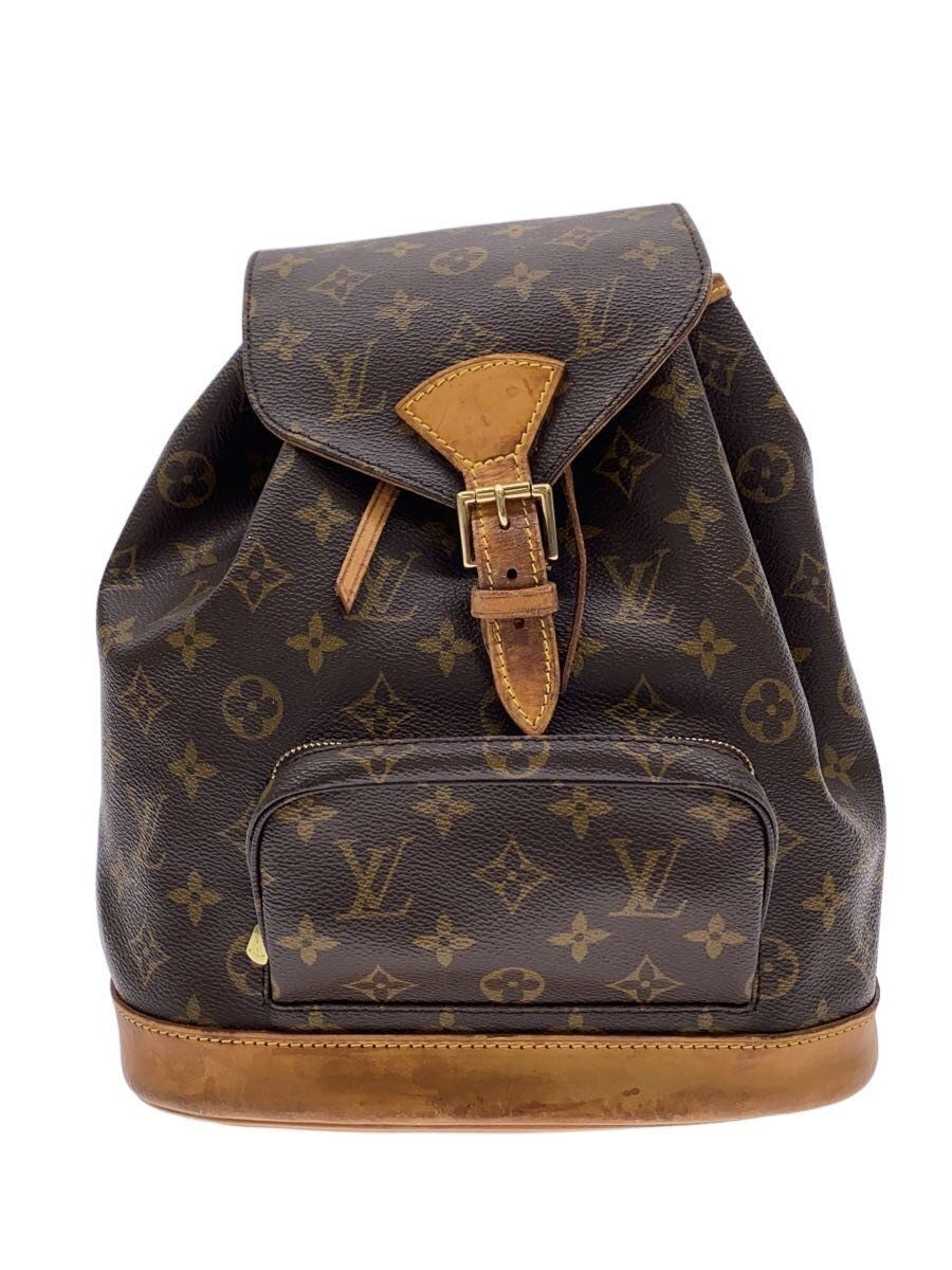 LOUIS VUITTON Backpack Montsouris MM_Monogram Canvas PVC Brown Used