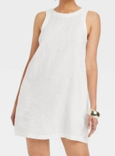 NEW A New Day Women's Linen Mini Shift Dress Fresh White Size XL