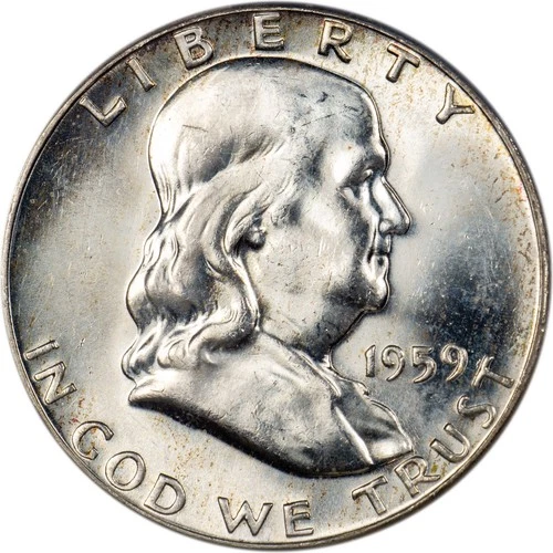 1959 Franklin Half Dollar - Lightly Toned - Choice BU!
