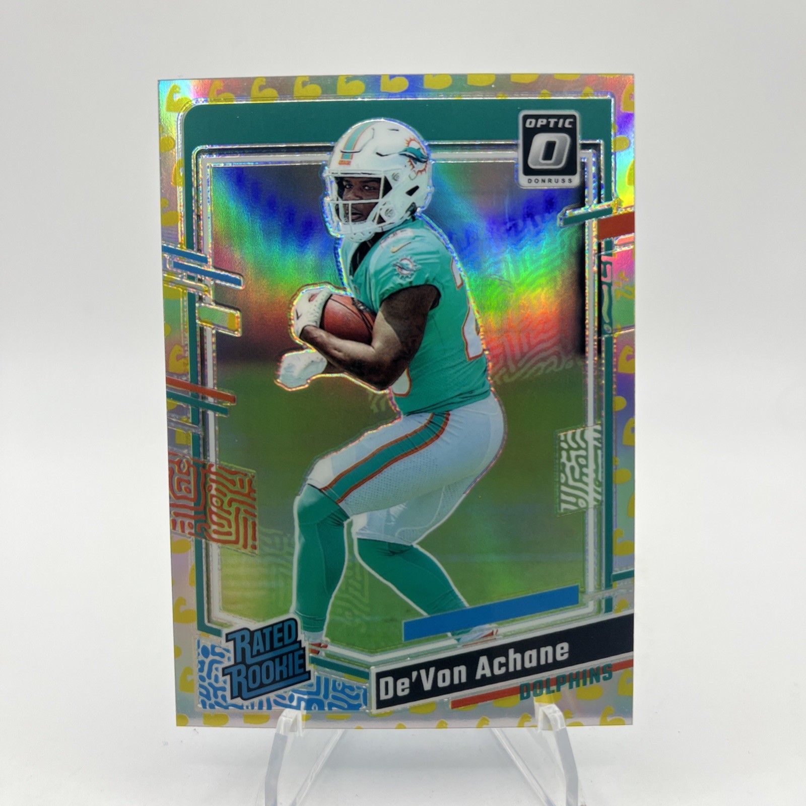 DeVon Achane 2023 Panini Donruss Optic Rated Rookie Flex Emoji Prizm /149 #269