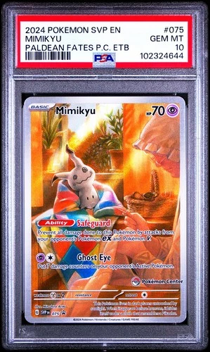 Mimikyu #075 Paldean Fates PSA 10 Pokemon Center Stamped ETB Promo
