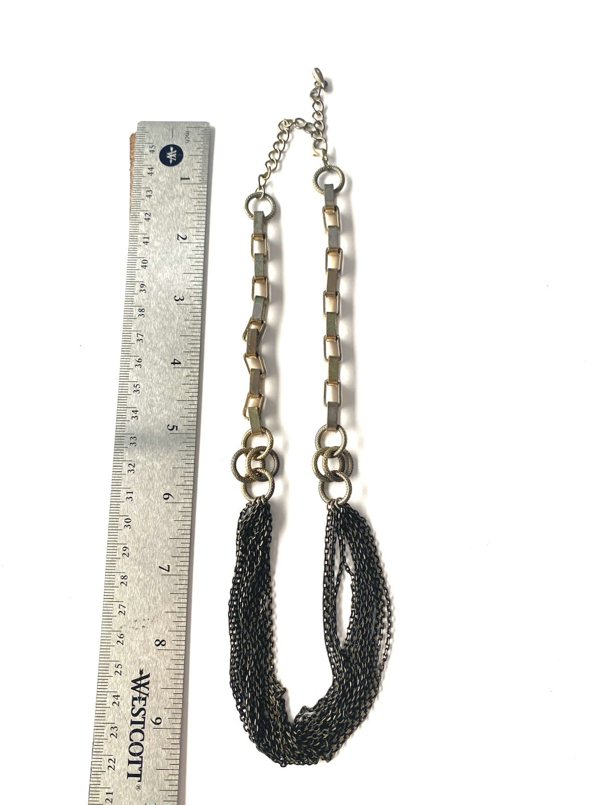 Dark Metal Multi Chain Strand Statement Necklace … - image 2