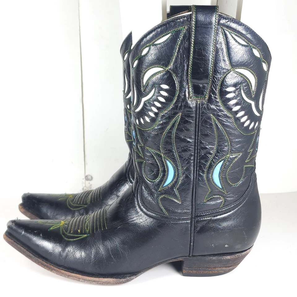 Botas vaqueras cortas Old Gringo Angel US7,5B de cuero azul negro para mujer Foto 2 de 4