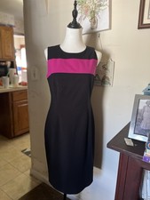 Calvin Klein Ladies, Straight Dress Black Pink Size 8