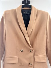 Zara Women's Camel Double-Breasted Blazer, Size Small