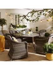 Florida 6-Seater Dining Set with Lazy Susan Stylish Outdoor Furniture Grey