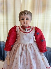 Antique 1900 German Brass Metal Head Minerva Doll Original Clothes 22 In. /stand