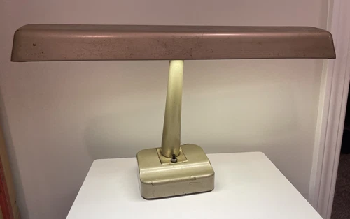 Vintage Modern Industrial Metal Desk Lamp Retro Art Deco Bankers Light MCM Works