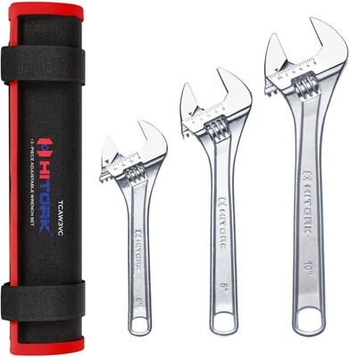3-Piece Adjustable Wrench Set 6-Inch, 8-Inch, 10-Inch, Chrome-Plated Cr-V Ste...