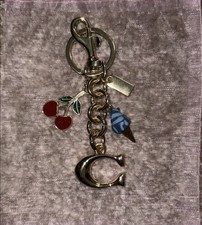 Coach Gold Tone Signature C Ice Cream and Cherries Bag Charm/Key Chain