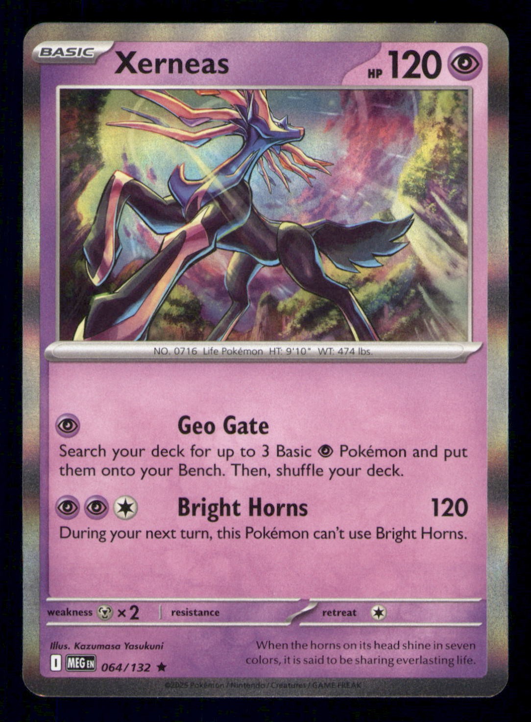 Pokemon TCG Xerneas Holo Rare ME01: Mega Evolution 064/132 NM