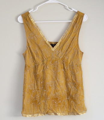 The Limited Gold Silk Top Women's Size M Babydoll Fairy Goddess Festival Y2K