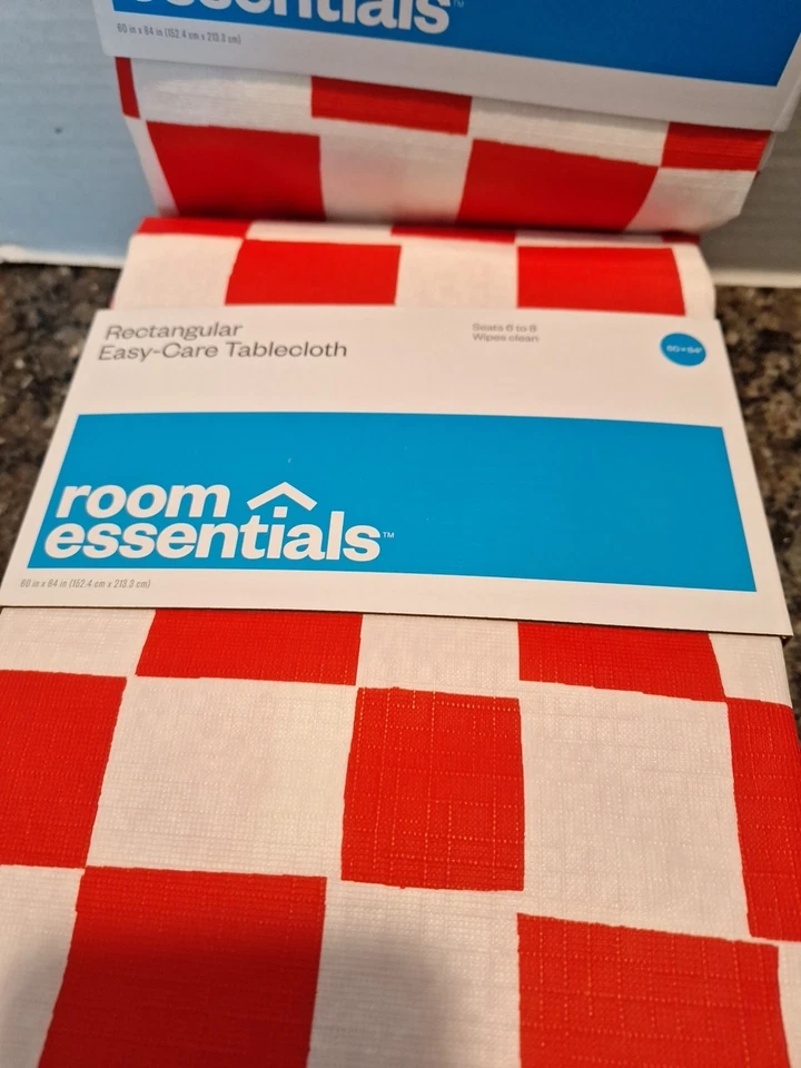 3 Room Essentials Easy-care Rectangular Tablecloth Red/white Plaid 60x84” - Image 2 of 2