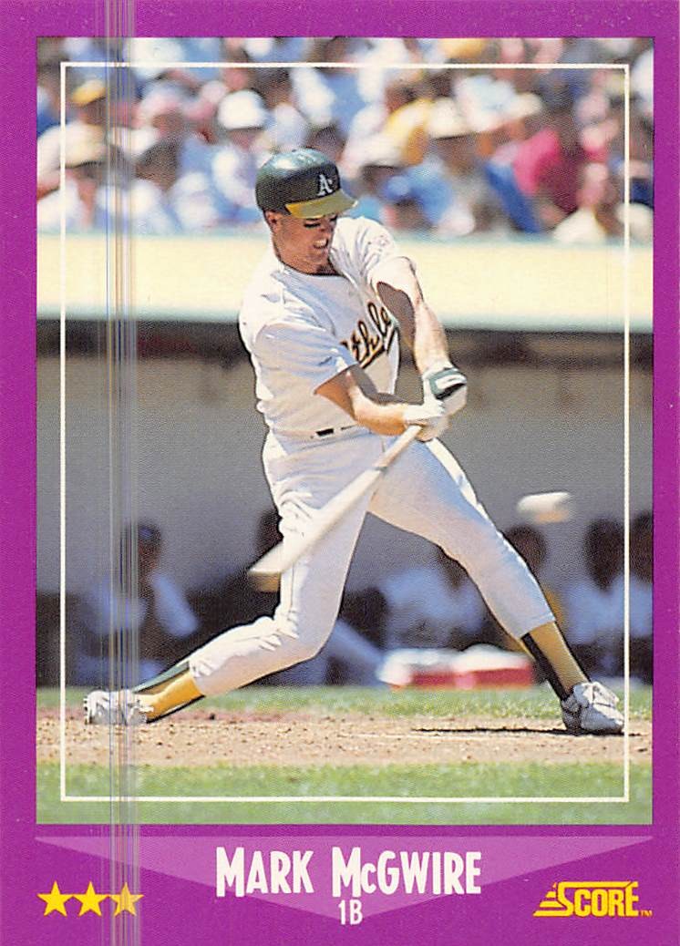 Mark McGwire 1988 Score 5  Oakland Athletics  Baseball Card
