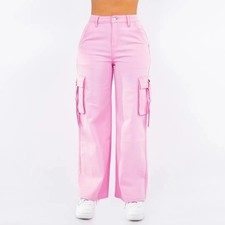 Women's Cargo Pants, Wide-Leg, Trendy, Multiple Pockets, Tie Details, Casual