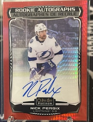 Upper Deck O-Pee-Chee Platinum Rookie Auto Red Prism Nick Perbix /50 Lightning