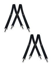 Buyless Fashion 2 pack Suspender Men 48" Adjustable Straps 1 1/4" - X Black Hook