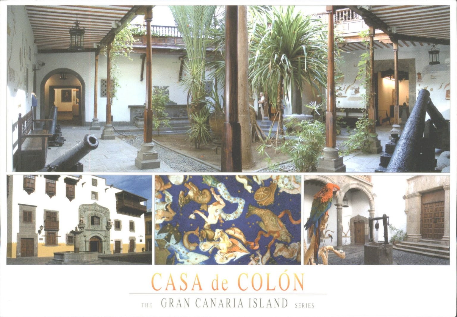 Casa de Colón Gran Canaria Postcard - Courtyard, Parrot, Art