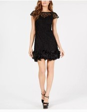 GUESS Floral-Lace Ruffled-Hem Sheath Sz 2 $188