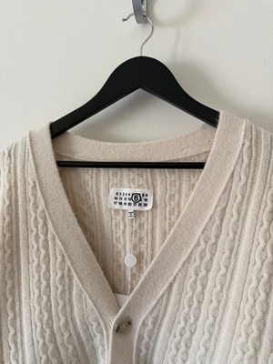 MM6 Maison Margiela Cable Knit Cardigan - Size Large - Cream