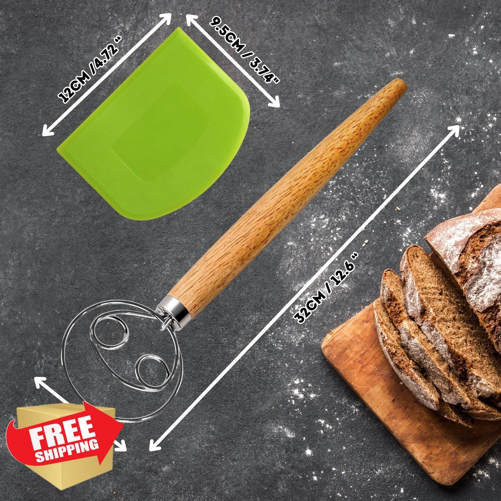 BOORIKA Danish Dough Whisk Sourdough Mixing Baking Tool