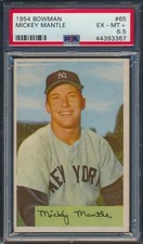 1954 BOWMAN BASEBALL #65 MICKEY MANTLE PSA 6.5 EX-MT+ HOF YANKEES