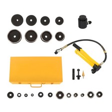 15 Ton Hydraulic Knockout Punch Kit 1/2"-4" Conduit Hole Cutter Set with 10 Die