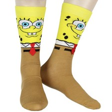 SpongeBob SquarePants Mens 3D Felt Tie Knit Crew Sock Shoe Size 6-12