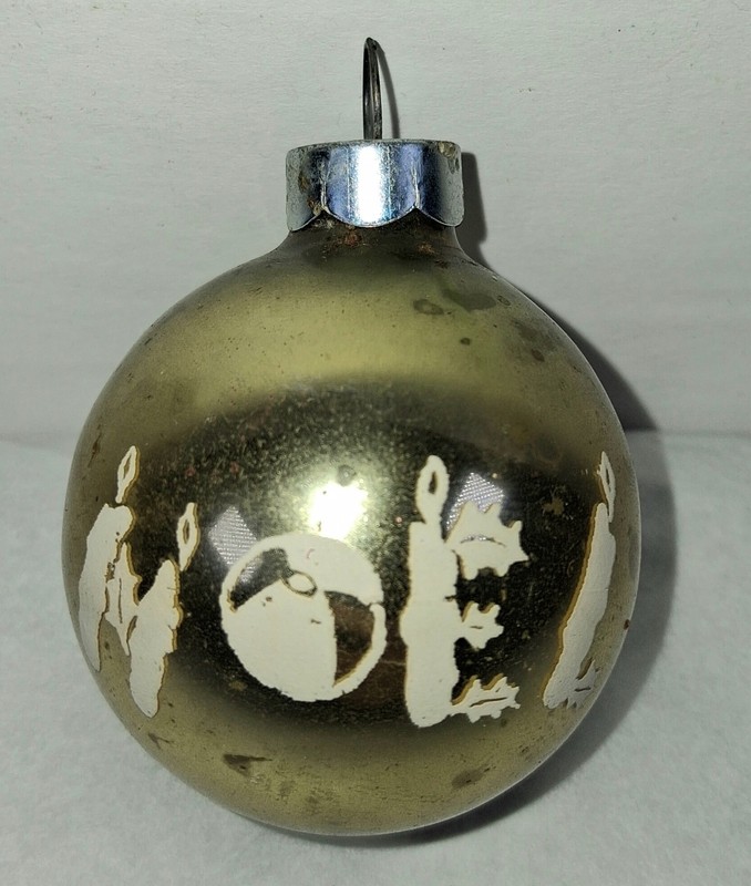 RARE Vintage Mercury Glass USA 2" NOEL Stencil Heim Franke Christmas Ornament