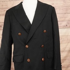 Vintage Yves Saint Laurent Sport Coat 40L 42L Wool Double Breasted Jacket YSL