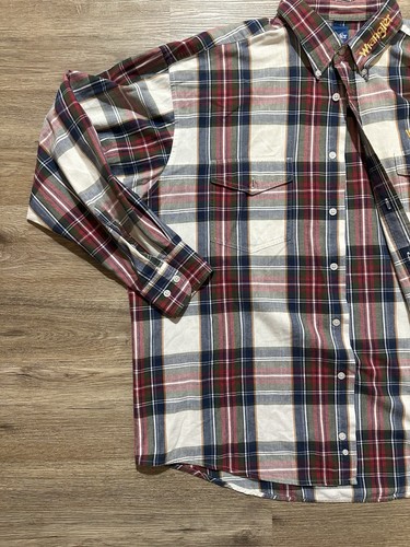 🔥Vintage Wrangler Embroidered Spellout Flannel Button Up Sz. XXL Western Cowboy - Picture 3 of 7