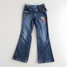 Y2K Children s Place Girls Embroidered Floral Denim Jeans Size 6/7 2000s Vintage