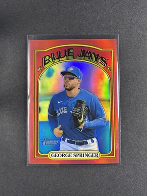 2021 TOPPS HERITAGE BASEBALL HIGH NUM CHROME RED REFRACTOR #716 GEORGE SPRINGER