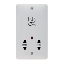Hager Sollysta 115 / 230V Dual Voltage Shaver Socket White