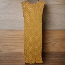 Old Navy Retro Mod Midi Dress Cottagecore Prairie Yellow Polka Dot Flutter Slv S