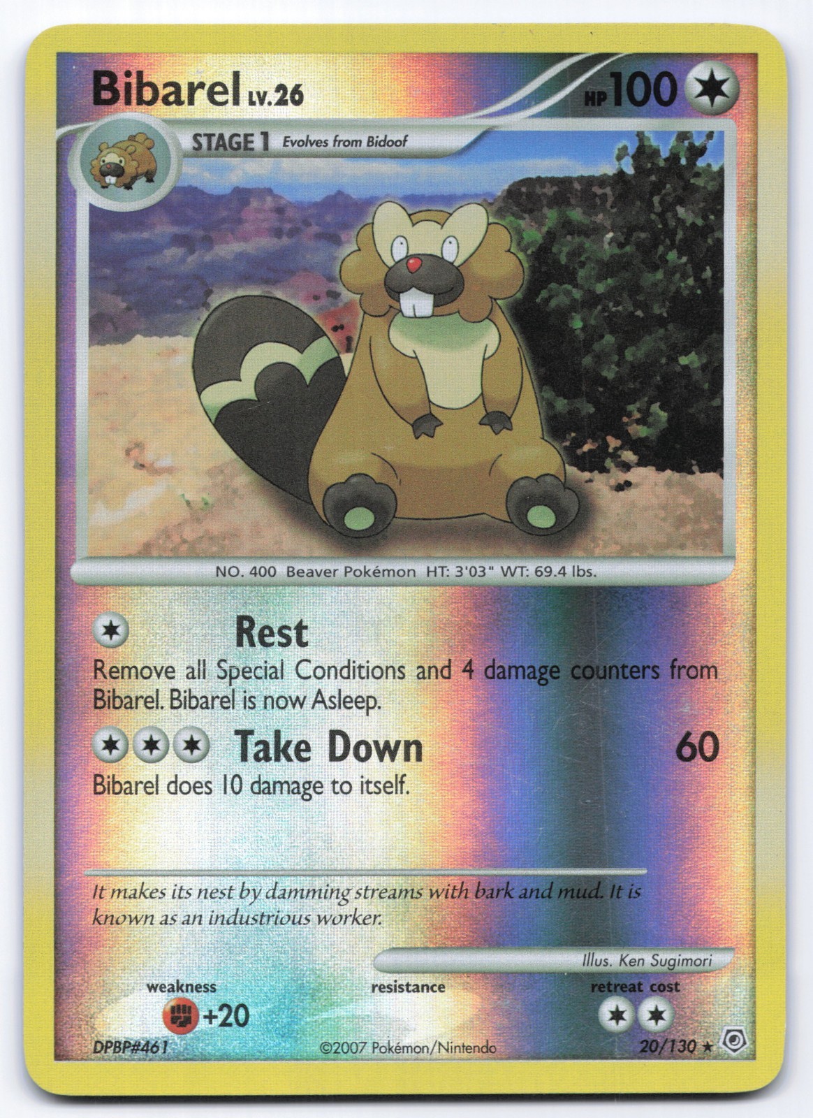 Bibarel 20/130 Diamond & Pearl Base Set Reverse Holo Rare Pokémon Card