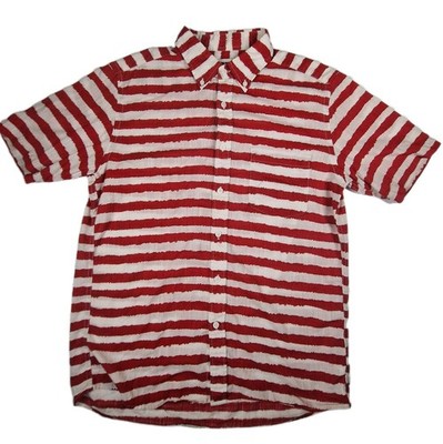 Uniqlo Rot Weiß Gestreiftes Hemd Herren M Japanisch Minimalistisch Baumwolle Sommer Freizeit