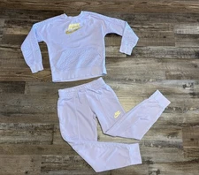 EUC NIKE Lavender Cotton Tracksuit Sweatshirt Pants M 10-12