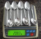 Set of 8 Gorham Camellia Sterling Silver 5 7/8" Teaspoons 208 Grams Use or Scrap