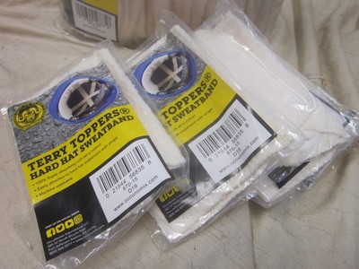 Pack of 25 OCCUNOMIX 870 Terry Toppers Cloth Snap On Hard Hat Sweatbands White