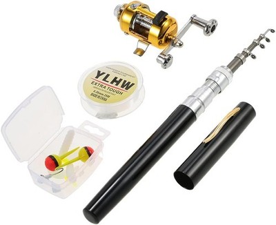 Lixada Angelrute Pen Mini Combo Kit mit Rolle Schnur Köder Haken Set Profi XL