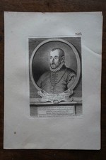 PORTRAIT PIERRE DE BOURDEILLE SEIGNEUR DE BRANTOME ORIGINAL ENGRAVING FROM THE 18TH CENTURY