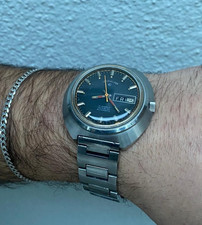 Rare 1970s Men's Lord Elgin 334 Automatic 17J UFO Swiss Made Day/Date 40mm Watch