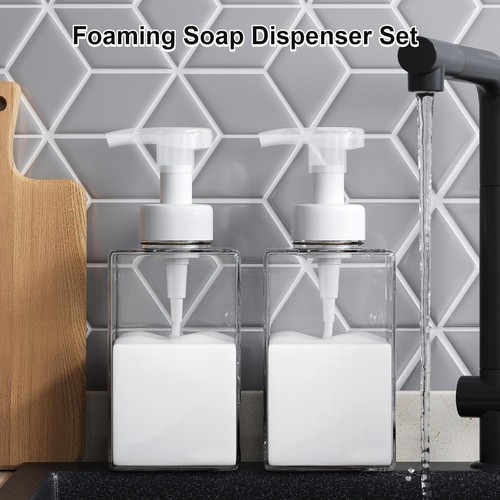 Dispenser di Sapone Schiumogeno, 15 Oz Dispenser di Schiuma per Bagno e Trasparente - Foto 7 di 7