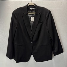 NEW Calvin Klein Blazer Jacket Women's 22W Black One Button Career Office Lined