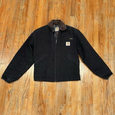 Vtg Carhartt J01 BLK Black Detroit Blanket Lined Jacket Size 36 Small USA Made!