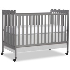 Baby Crib 3-in-1 Convertible Full Size Steel Grey Locking Wheels 675-SGY Dream