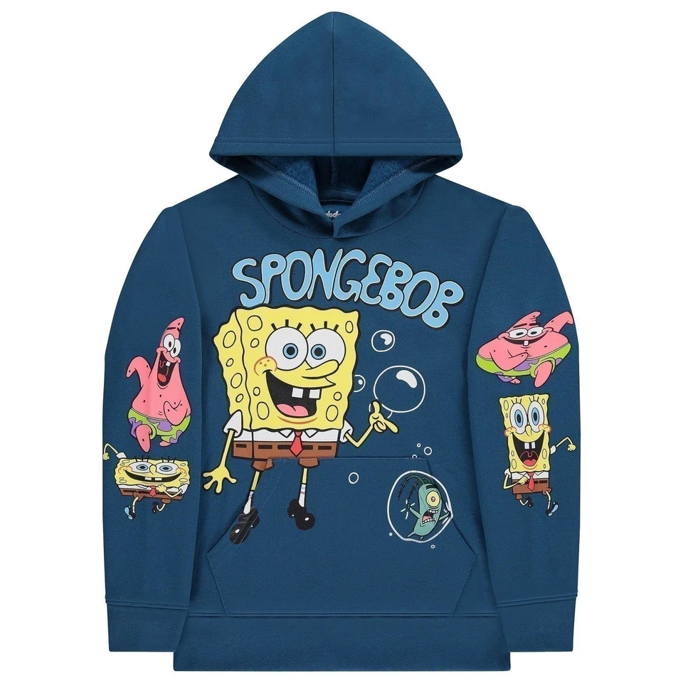 Bob Esponja Pantalones Cuadrados Niños Pullover Sudadera con Capucha - Niños Pequeños y Grandes Tallas 4-20 Azul Foto 4 de 4
