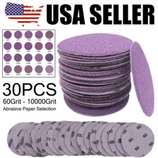 30PCS 3in Aluminum Oxide Sandpaper 60-10000 Grit Sanding Discs Paper Hook Loop