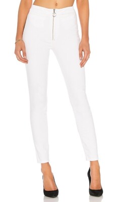 JOE'S 27 Jeans The Charlie Skinny High Rise White Exposed Silver Zipper Shoshana